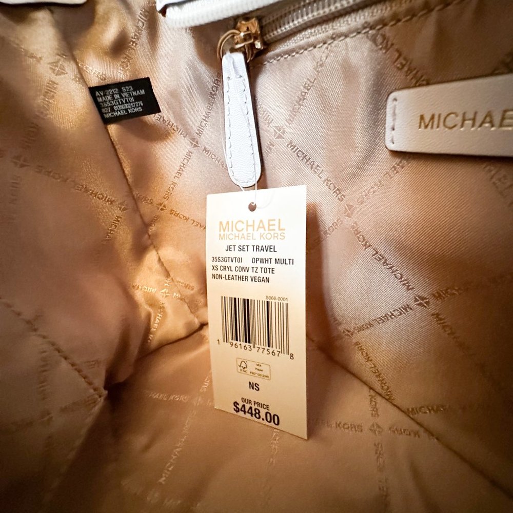 Michael Kors Jet Set XS Carryall Tote Satchel Shoulder Bag MK Rainbow White - Picture 10 of 13